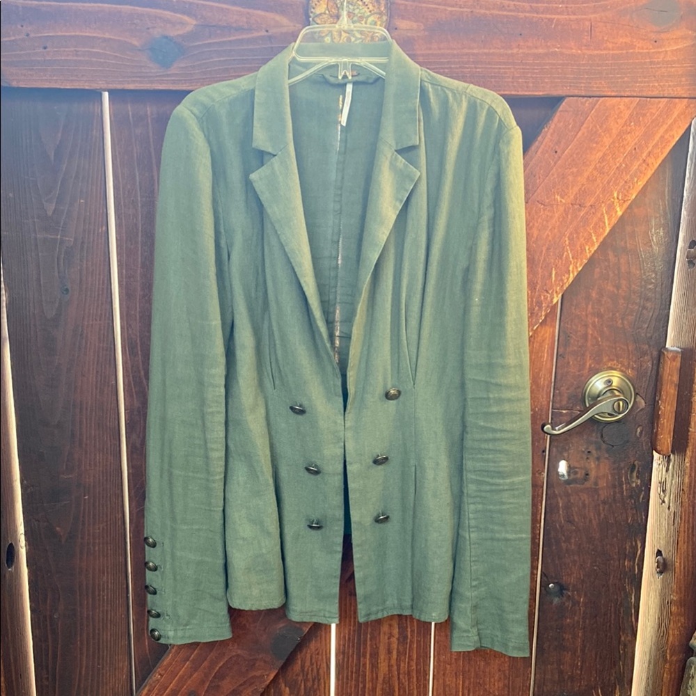 Free People Green Casual Blazer